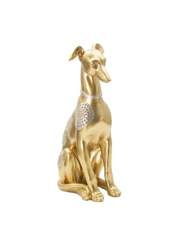 Mauro Ferretti Sitzende Hundestatue aus goldenem Kunstharz, 19,8 x 10 x 29 cm