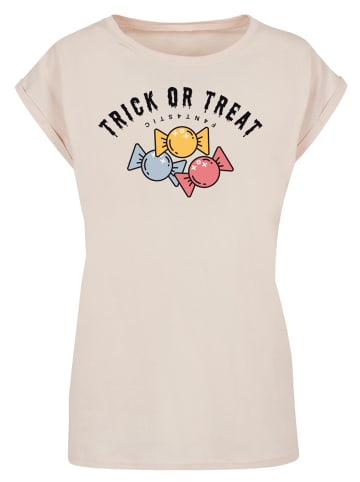F4NT4STIC Extended Shoulder T-Shirt Trick Or Treat Halloween in Whitesand