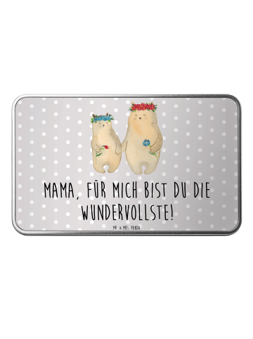 Mr. & Mrs. Panda Metalldose Bären mit Blumenkranz mit Spruch in Grau Pastell