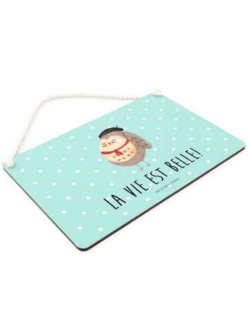 Mr. & Mrs. Panda wandtafel Eule Frankreich mit Spruch in Türkis Pastell