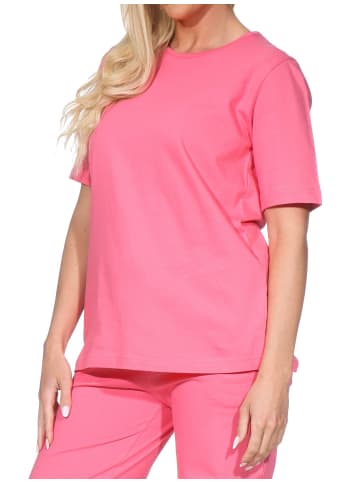 NORMANN Schlafanzug kurzarm Oberteil Pyjama Shirt Top in pink