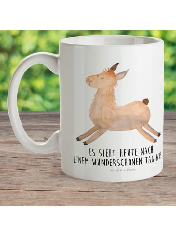 Mr. & Mrs. Panda Pott Lama Springen mit Spruch in Weiß