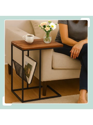 relaxdays Beistelltisch in Braun/ Schwarz - (B)30 x (H)63 x (T)51 cm