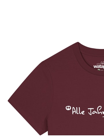 wat? Apparel T-Shirt Alle Jahre wieder in Weinrot