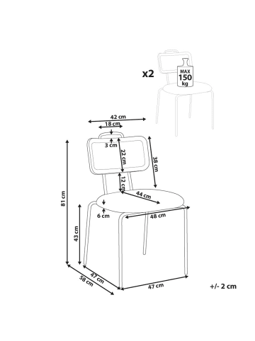 Beliani 2er-Set Esszimmerstuhl ADELANTO in Braun/Schwarz