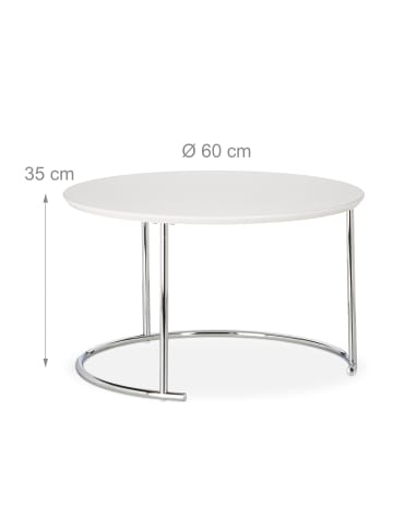 2x Beistelltisch in Weiß - (H)60 x Ø 60 cm