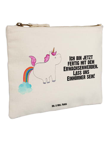 Mr. & Mrs. Panda Schminktasche Einhorn Pupsen mit Spruch in Weiß