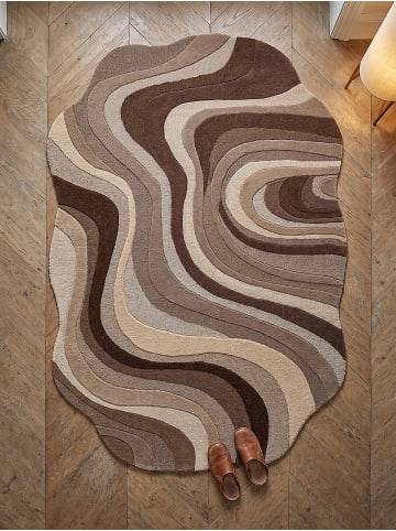 KADIMA DESIGN Teppich Wolle für Fußbodenheizung EFFRA retro Wohnzimmer in Natur