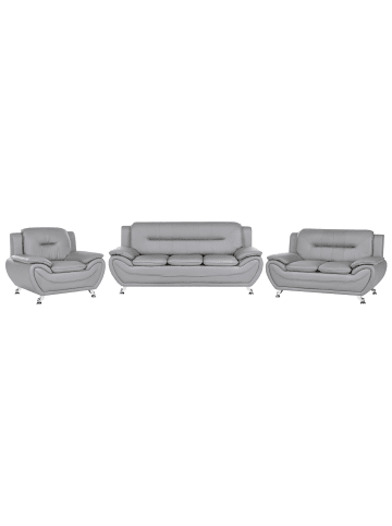 Beliani 3-tlg Sitzgruppe LEIRA in Grau/Silber