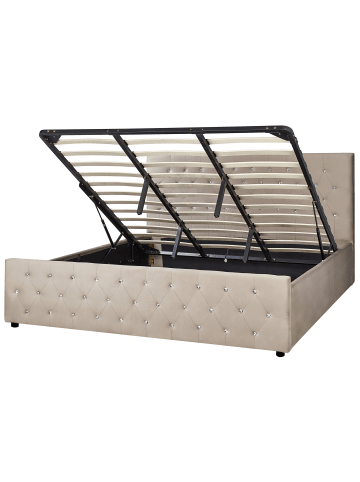 Beliani Doppelbett AMIENS in Beige - (W) 191 x (H) 109 x (L) 217 cm