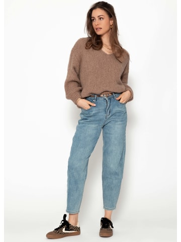 SASSYCLASSY High Waist Karotten Jeans in Blau