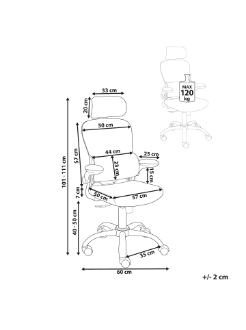 Beliani Bürostuhl SOLIS in Beige/Weiß - (W) 60 x (H) 101 x (L) 60 cm