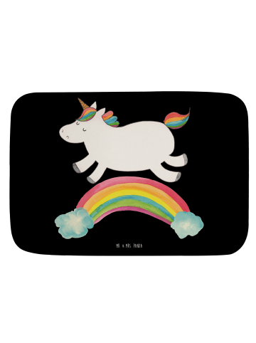 Mr. & Mrs. Panda Badezimmerteppich Einhorn Regenbogen ohne Spruch in Schwarz