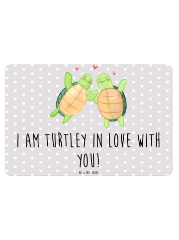 Mr. & Mrs. Panda Blechschild Mit Spruch Schildkröten Paar mit Sp... in Grau Pastell