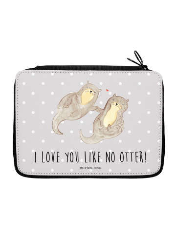 Mr. & Mrs. Panda Bleistiftetui Otter Hände halten mit Spruch in Grau Pastell