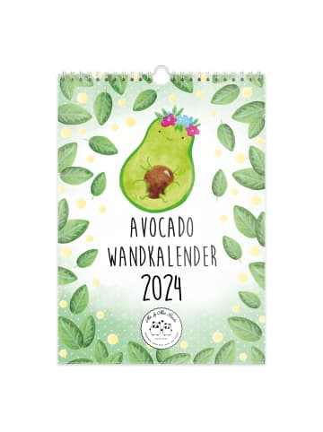 Mr. & Mrs. Panda A4 Wandkalender 2024 Avocado Collection mit Spruch in Weiß