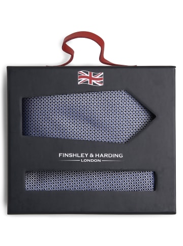 Finshley & Harding London Krawatte und Einstecktuch in blau