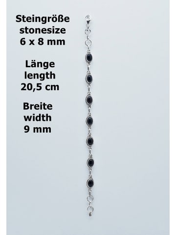 mantraroma 925er Silber - Armbänder (L) 20,5 cm mit Onyx