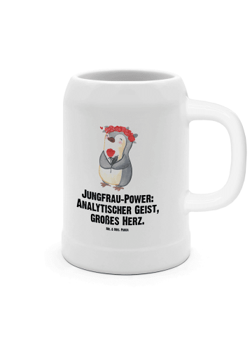 Mr. & Mrs. Panda Bierkrug Jungfrau Astrologie mit Spruch in Weiß