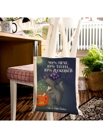 Mr. & Mrs. Panda umhängebeutel Kater Hexenkessel Design mit Spruch in Weiß