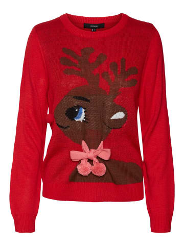 Vero Moda Strickpullover in Chinese Red
