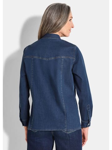 GOLDNER Stilvolle Denim-Bluse mit Druckknöpfen in blau