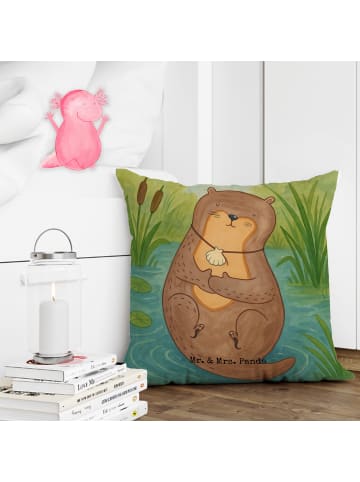 Mr. & Mrs. Panda Zierkissen Otter Muschel Design ohne Spruch in Weiß