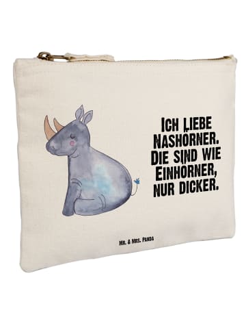 Mr. & Mrs. Panda Schminktasche Einhorn Nashorn mit Spruch in Weiß