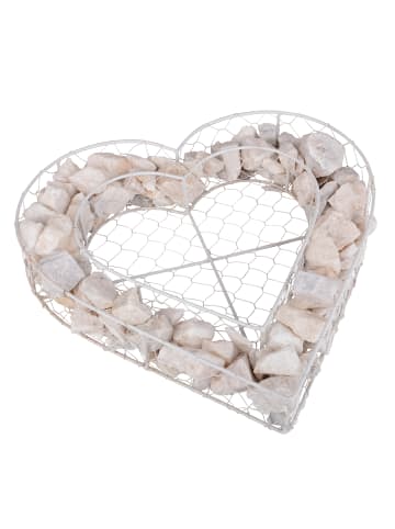 UNUS Herz Gitter Gabione mit Steinen zum Bepflanzen in Weiß