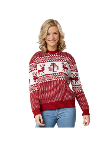 tectake Winterlicher Strickpullover in roter und weißer Farbe, rot/weiß