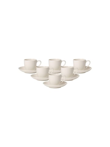 Villeroy & Boch 6er Set Espressotassen mit Untertassen For Me 70 ml weiß in weiß