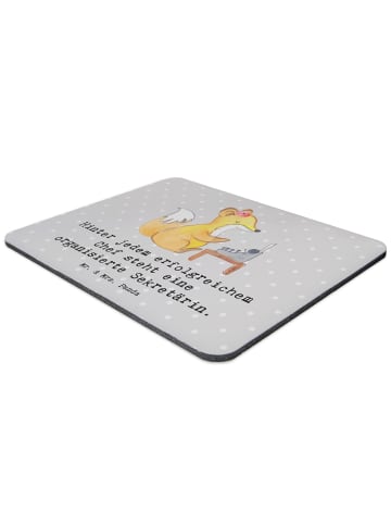 Mr. & Mrs. Panda Mouse Pad Sekretärin Erfolg mit Spruch in Grau Pastell
