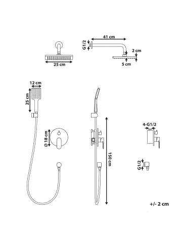 Beliani 2-tlg Wannenarmaturen GUARATUBA in Silber
