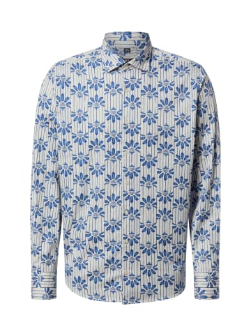 Nils Sundström Hemd in ecru indigo - 0001