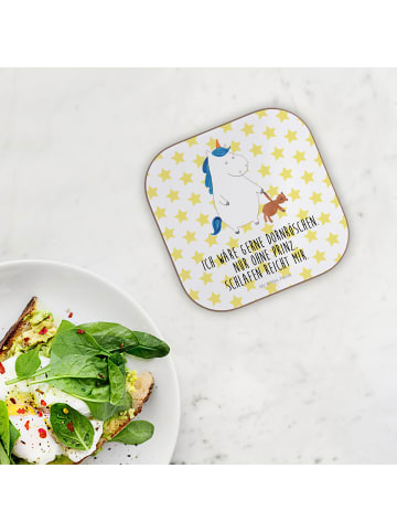 Mr. & Mrs. Panda Untersetzer für Gläser Einhorn Teddy mit Spruch in Weiß