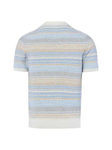 Ragman Strick-Poloshirt in hellblau ecru - 0001