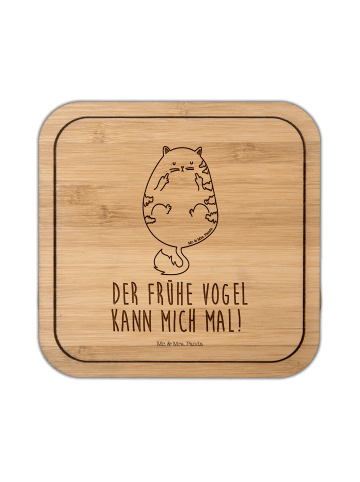 Mr. & Mrs. Panda Coaster Katze Frühaufsteher mit Spruch in Transparent