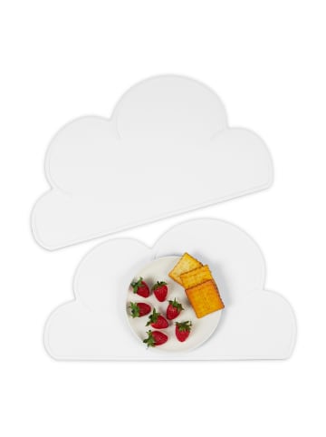 relaxdays 2 x Platzdeckchen "Wolke" in Weiß - (B)47,5 x (T)26,5 cm