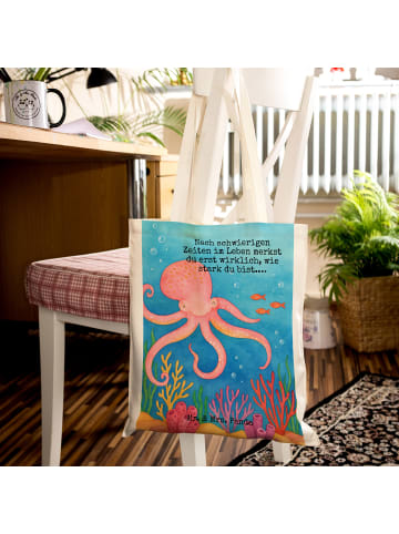 Mr. & Mrs. Panda Shopping Tasche Tintenfisch Design mit Spruch in Weiß