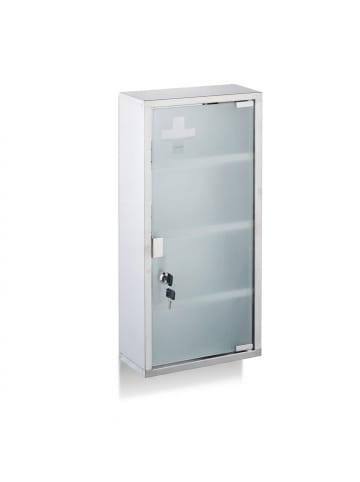relaxdays Medizinschrank in Silber - (B)27 x (H)57 x (T)12 cm