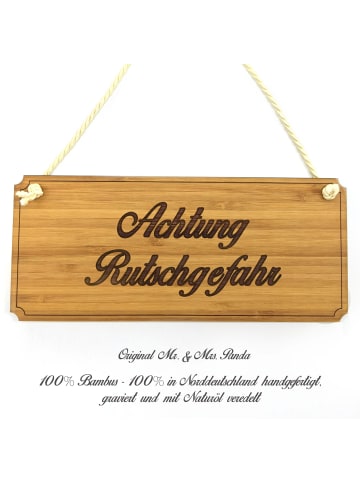 Mr. & Mrs. Panda Holzschild Achtung Rutschgefahr mit Spruch in Keine Angabe