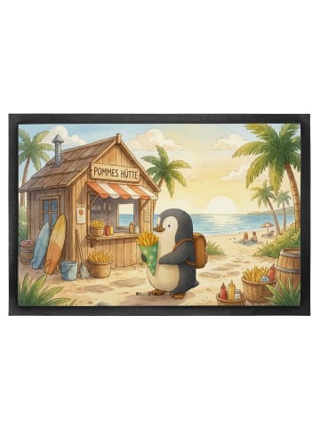 Mr. & Mrs. Panda Fußabtreter Pinguin Pommestüte Design ohne Spruch in Weiß