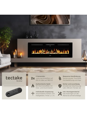 tectake Wandkamin, App, Fernbed., Thermostat, 900/1800 W, Überhitzungsschutz