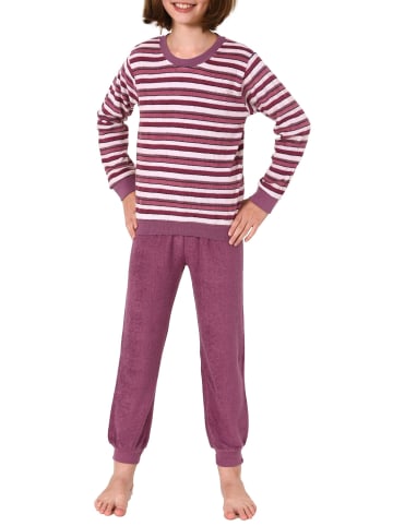 NORMANN Frottee Pyjama Schlafanzug langarm Bündchen - 50661 in beere