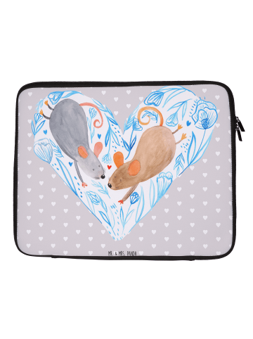 Mr. & Mrs. Panda Laptoptasche Mäuse Herz ohne Spruch in Grau Pastell