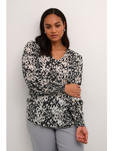 KAFFE curve Langarm-Bluse KCdana in Turtledove / Black graphic