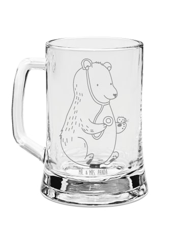 Mr. & Mrs. Panda Gravur Bierkrug Bär Arzt ohne Spruch in Transparent