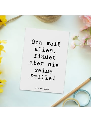Mr. & Mrs. Panda Postkarte Spruch Opa Wissen mit Spruch in Weiß