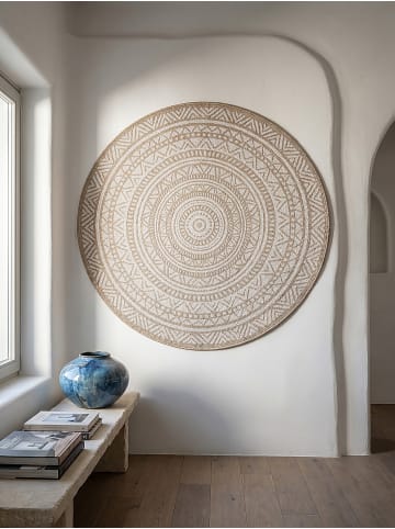 KADIMA DESIGN Teppich rund Orientalisch flachgewebt pflegeleicht Wohnzimmer Flur in Natur