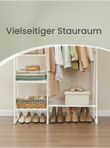 SONGMICS Kleiderständer Pataye in Weiß - (B)101.7 x (H)153.3 x (T)40 cm